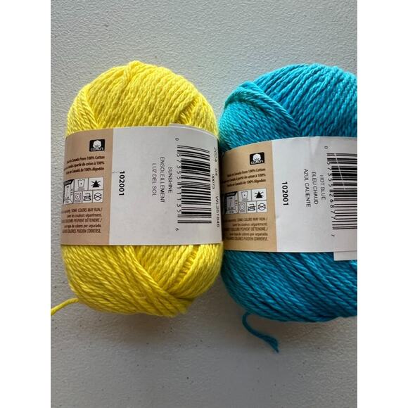 Lily Sugar 'n Cream Sunshine and Hot Blue 100% Cotton 4-Ply Yarn 2-Pack 2.5 Oz - Picture 4 of 5